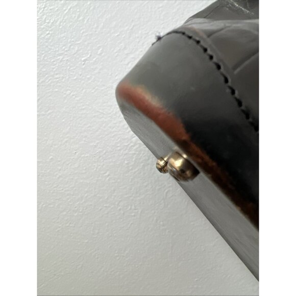 Brighton Croc Embossed Leather Handbag Hand Shoulder Bag Heart Charm Purse - Picture 6 of 16